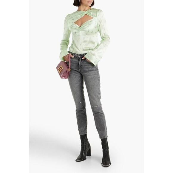 SLVRLAKE Women's Loulou Cropped Distressed Mid-rise Slim-leg Jeans Gray Size 29 - Picture 1 of 14